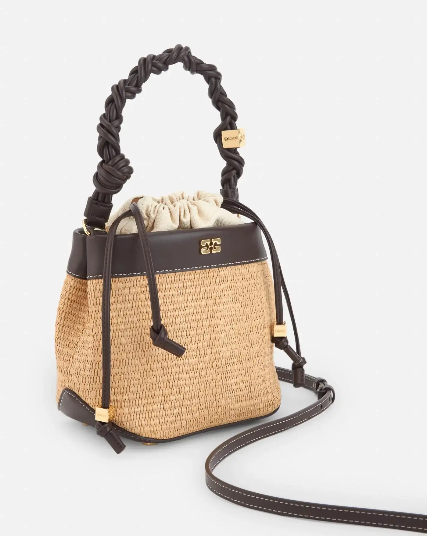 Bolso Ganni Bou Bucket Bag Raffia - Image 3