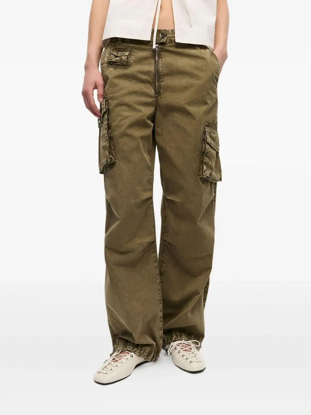 Pantalon Ganni Washed Cotton Twill Pants - Image 4